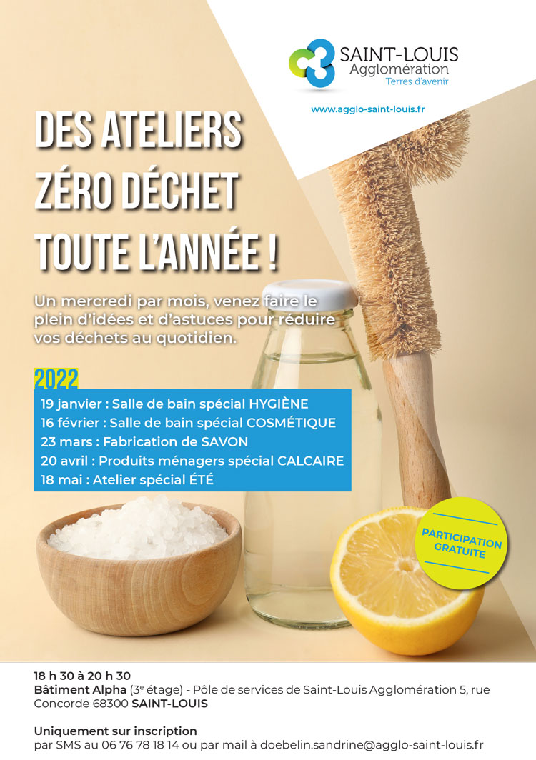 Calendrier 2022 des ateliers zéro déchet sur Saint-Louis Agglomération