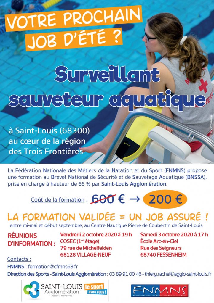 Avec Saint-Louis Agglomération, passez le BNSSA pour seulement 200€ et obtenez un job d'été garanti au Centre Nautique Pierre de Coubertin !