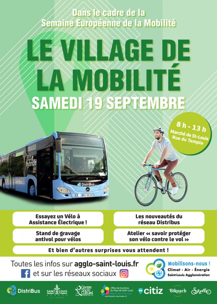 Affiche Village de la mobilité samedi 19 septembre 2020 de 8h à 13h au marché de Saint-Louis