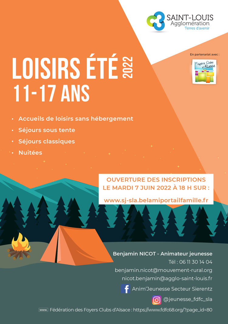 Loisirs été 2022 pour les 11-17 ans