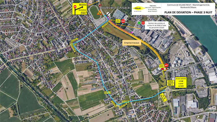 Travaux boulevard d'Alsace à Village-Neuf 2021 : plan de déviation PHASE 3