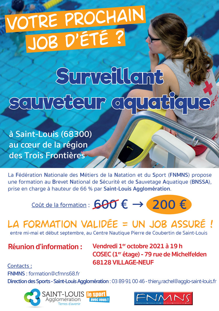 Passez le BNSSA avec Saint-Louis Agglo et obtenez un job d’été garanti au Centre nautique (édition 2021-2022) !