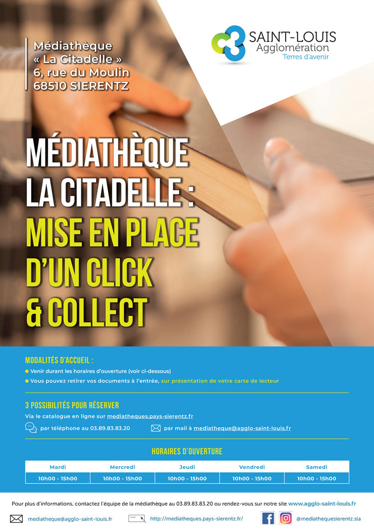 Accès à la médiathèque "La Citadelle" à Sierentz : pass sanitaire “activités” obligatoire à compter du mardi 10 août 2021 et mise en place d'un système de "click & collect"
