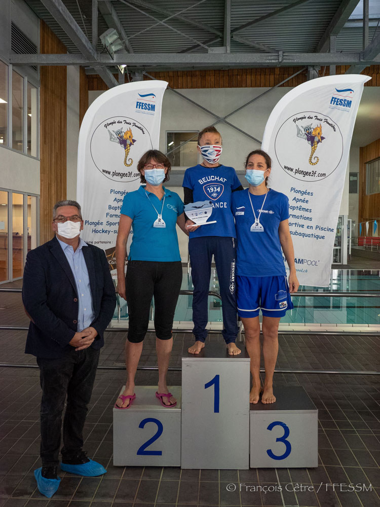 Ouverture de la Coupe de France d'apnée le 12 décembre 2021 à la piscine couverte de Village-Neuf - podium