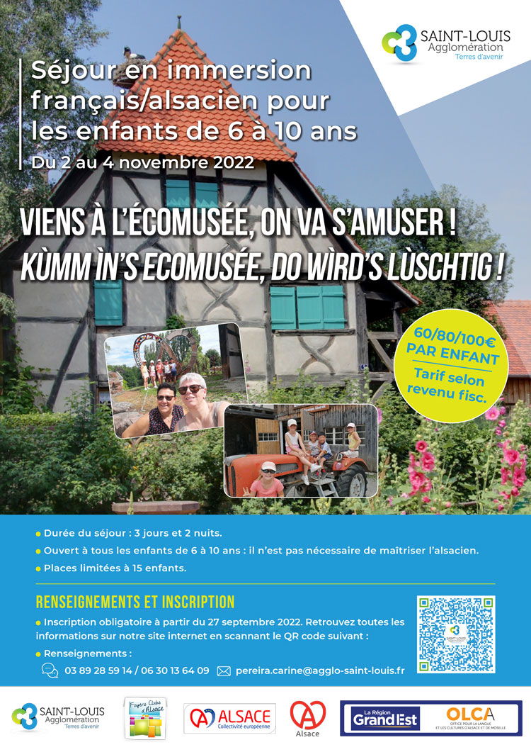 Séjour en immersion français/alsacien pour les enfants à l'écomusée d'Alsace du 2 au 4 novembre 2022